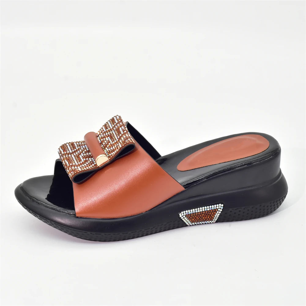 Patent Leather Rhinestone Wedding Shoes Bride Shoes for Women 2025 Designer Luxury Wedges Shoes for Women Platform Pumps