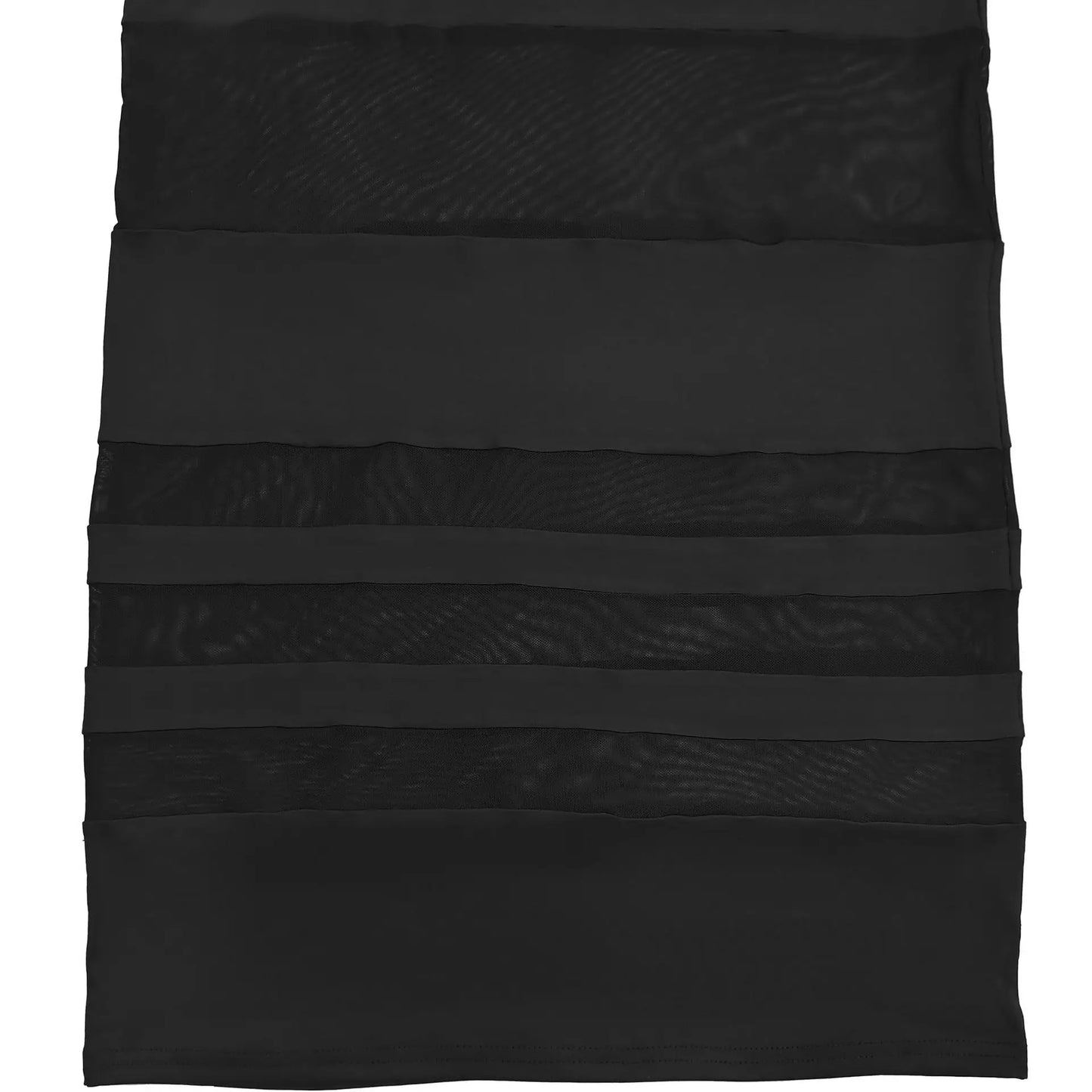 Sexy Women Turn Down Collar Short Sleeve Mesh Patchwork Striped Long Dress Vestidos