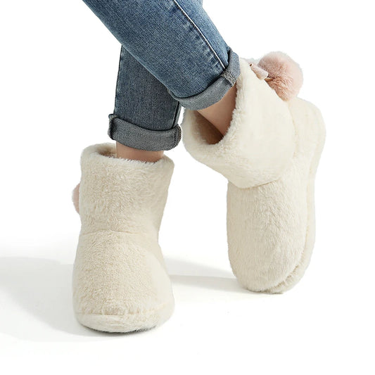 Women's Winter Warm Plush Cotton Boots Casual Fur Fluffy Snow Boots With Soft Comfort Non-Slip Sole Suitable As Snow Boots Cute Cotton Shoes