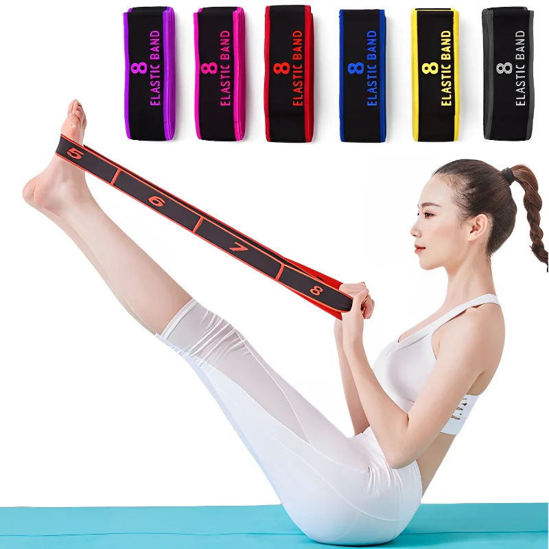 8 Section Style Dance Resistance Band Yoga Stretching Pilates Fitness Digital Elasticity Elastic Stretch Training Tension Belt