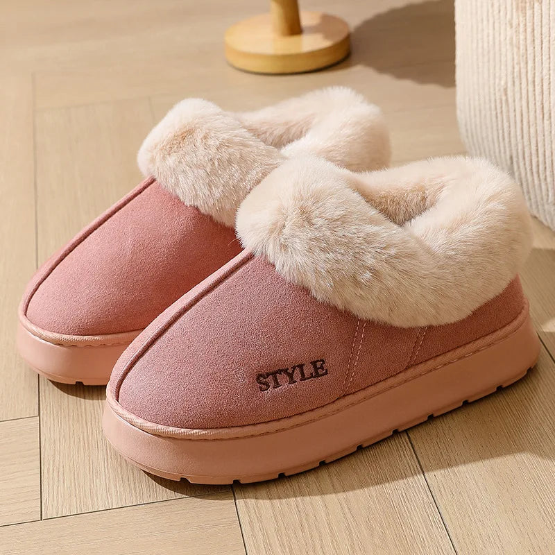 Women's Winter Warm Fuzzy Platform Slippers Suitable As Leisure Indoor and Outdoor Slides Slip On Cosy Fluffy Ladies' Snow Boots