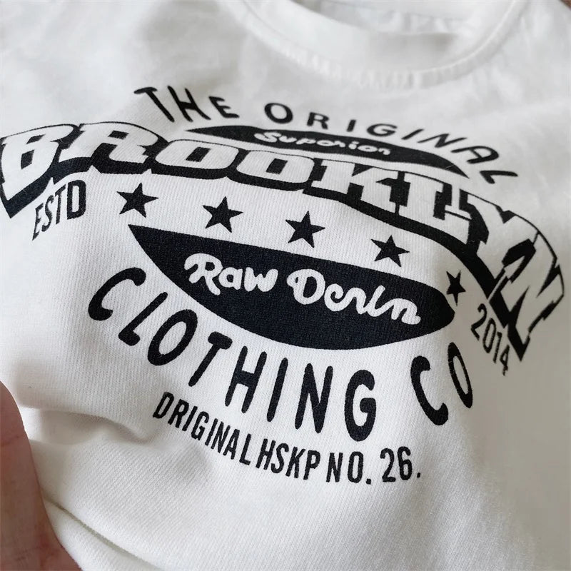 New Autumn Kids Long-Sleeved T-Shirt Girls Cute Letter Loose Fitting Tee Children Boys Handsome Tops Undershirt 2-7T Unisex