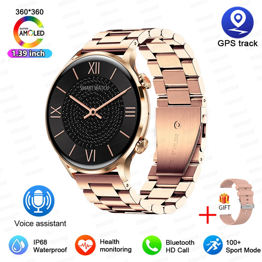 2025 New Smartwatch Women AMOLED HD Screen Always On Display Bluetooth Call IP68 Waterproof GPS Smart Men Watch - Compatible with Android IOS