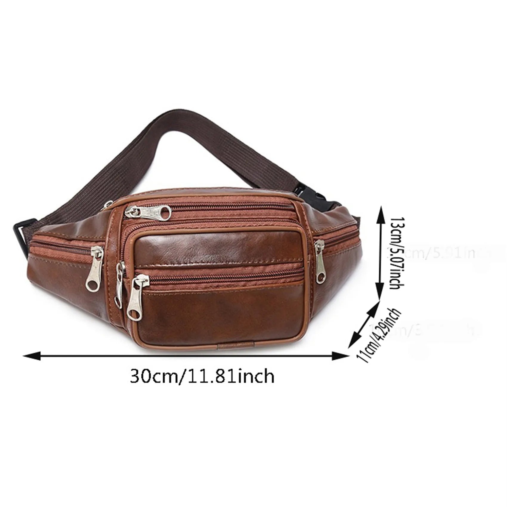 Men’s PU Leather Waist Bag – Luxury Fashion Fanny Pack & Crossbody Belt Bag for Travel & Everyday Use