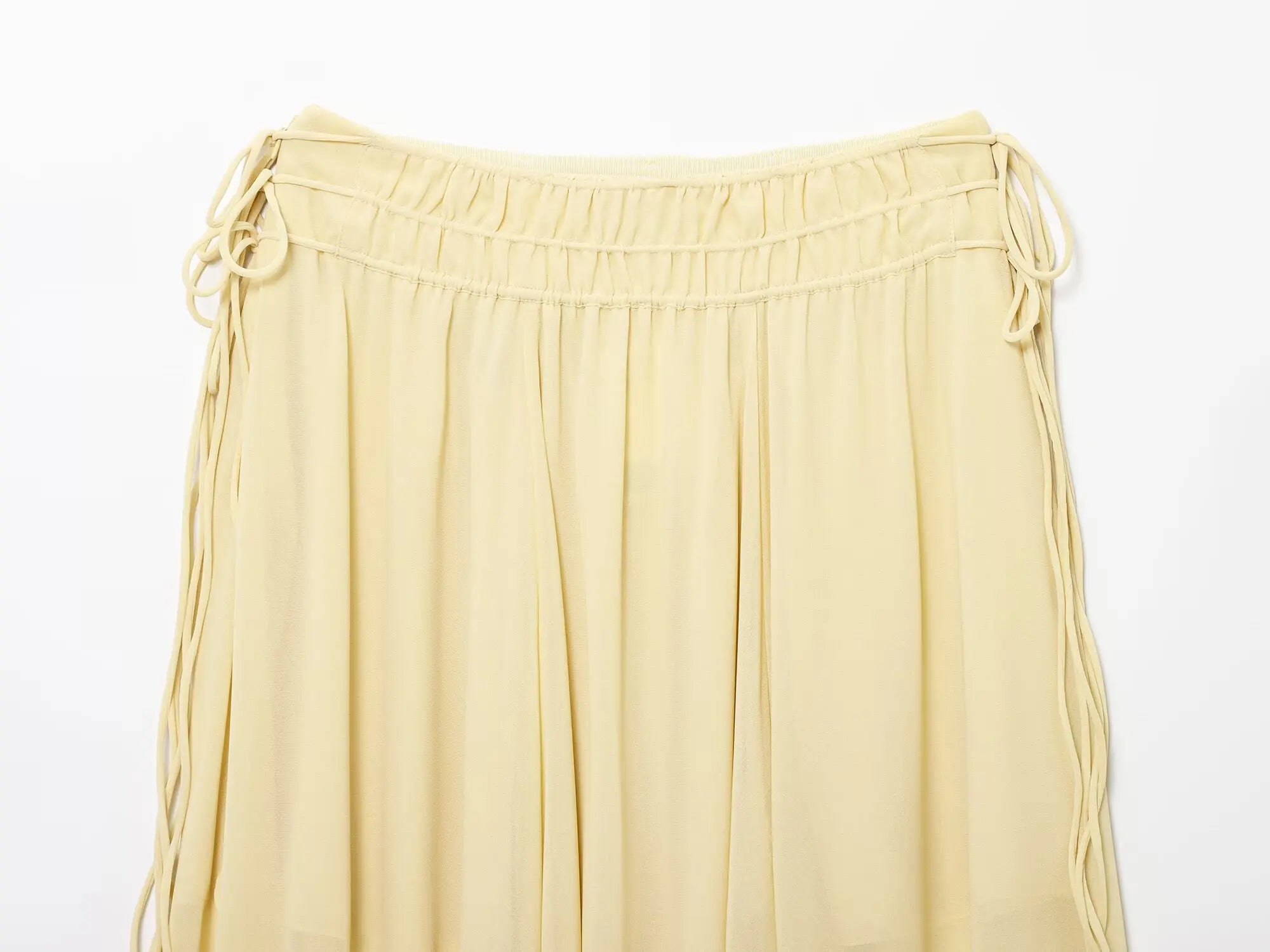 Elegant Yellow Chiffon Midi Skirt High Waist Drawstring Loose Fit Women's Summer Holiday Fashion A-Line Skirts
