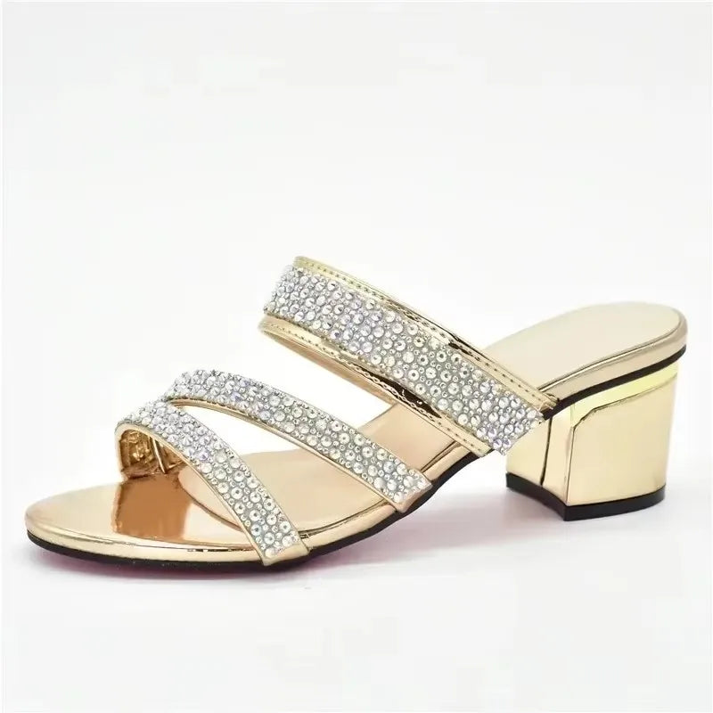 Women Sweet Style Rhinestone-Decorated Women Wedding Shoes for Royal Wedding Party Sling-Backs for Ladies' Party