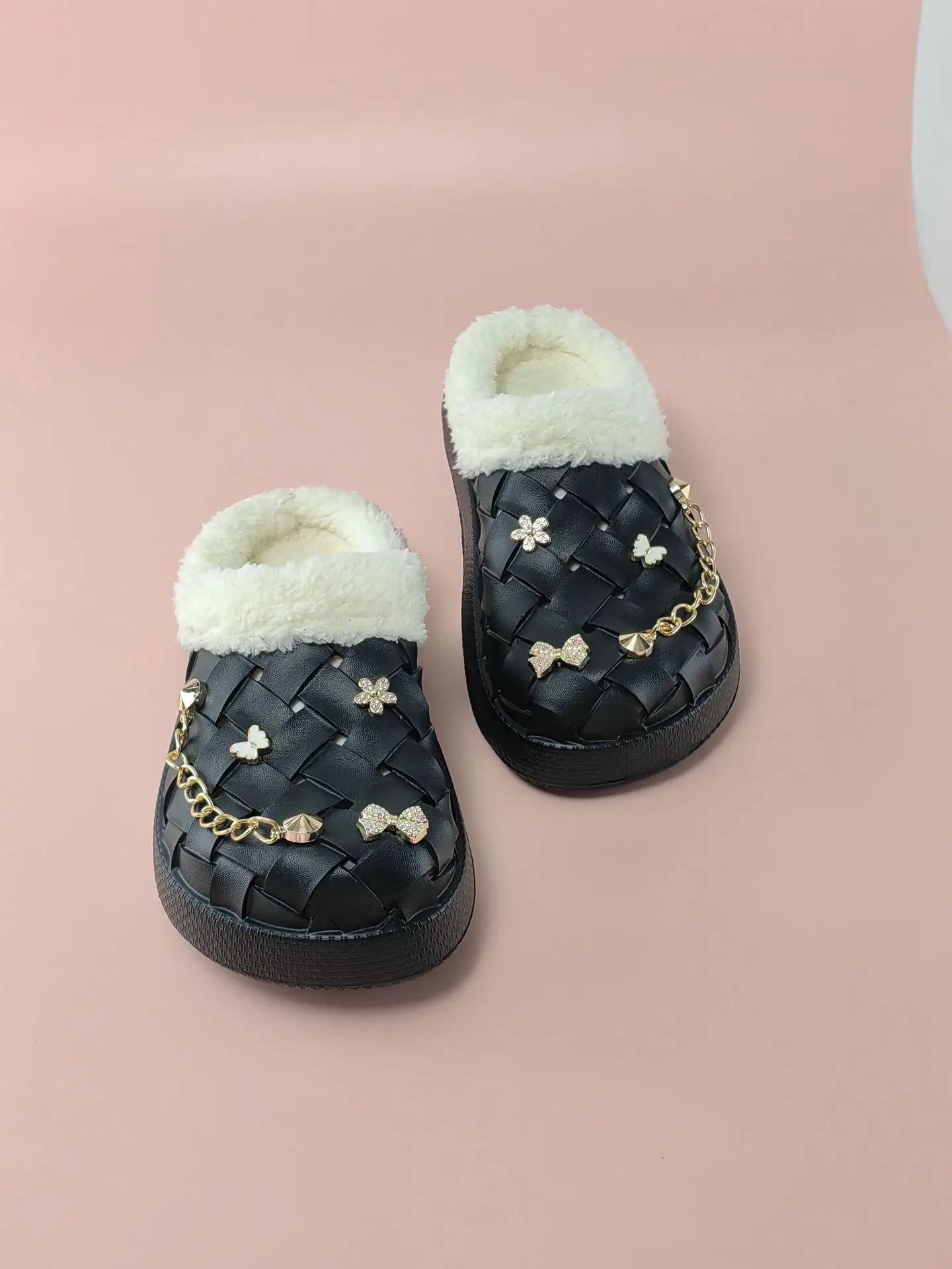 Kids' Slippers House Shoes Cartoon PU Leather Bow Winter Shoes Warm Anti-Slip Soft Bottom Shoes For Girls Size 40-45