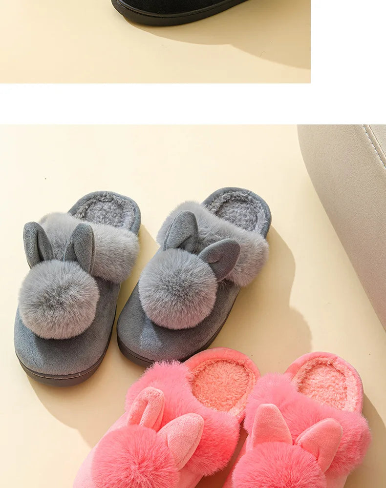 Women's Winter Warm House Fuzzy Slippers Couple Indoor Anti-Skid Plush Lined Bedroom Slides Fluffy Cotton Shoes For Ladies