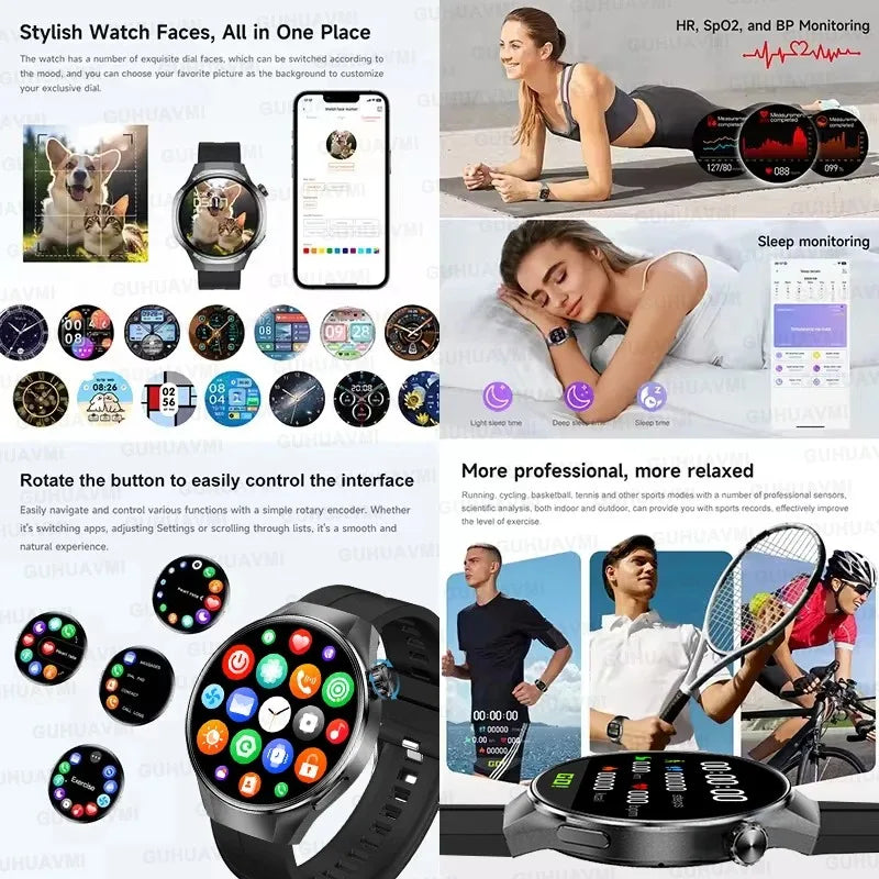 2025 True AMOLED Smart Watch Full Touch Screen 466*466 HD Health Tracker Voice Call Smartwatch For Men & Women - Compatible with Xiaomi & Huawei IOS