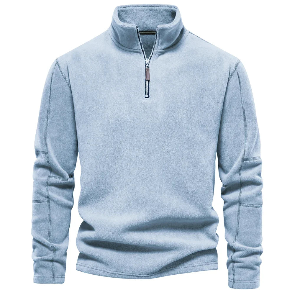 Men's Thickened Warm Fleece Sweatshirt Jacket Quarter Zipper Mock Neck Pullover Men's Sweatshirt Soft Shell Jacket