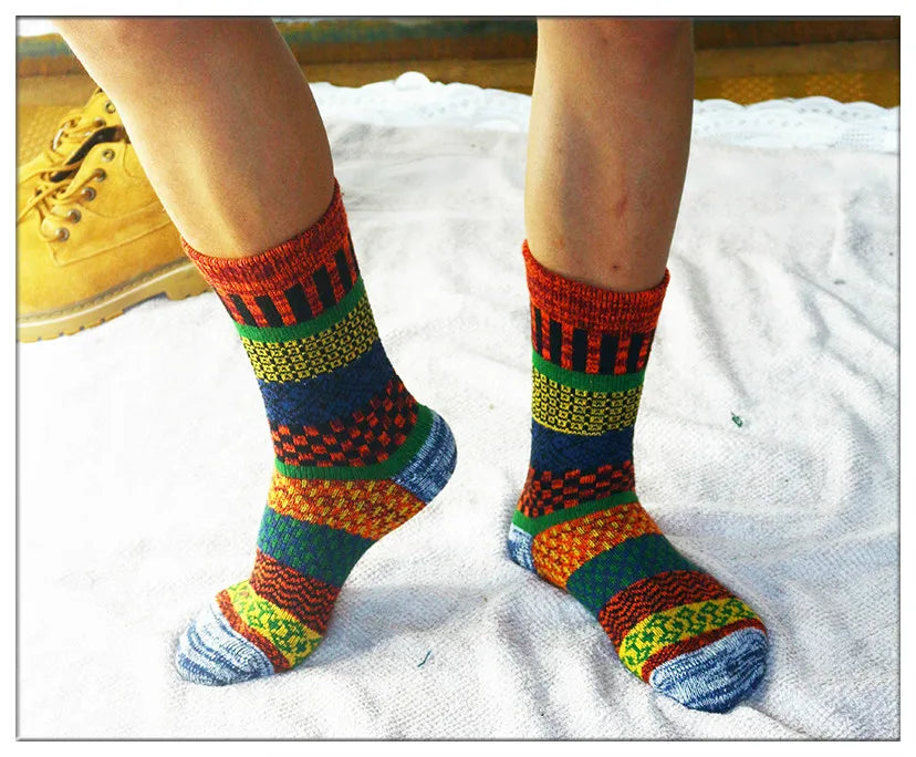 5 Pair Winter New Thick Warmth Harajuku Retro Fashion Casual Wool High Quality Cotton Socks For Men