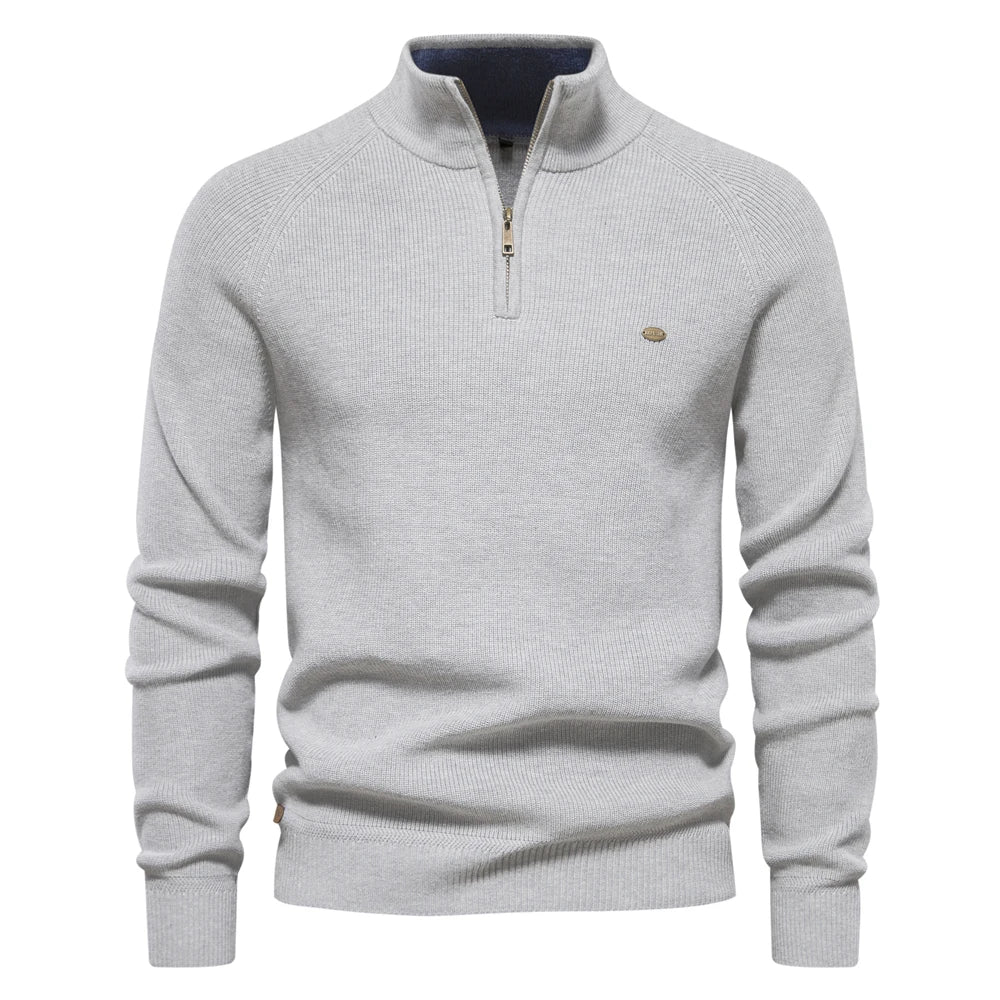 Men's Sweaters Casual Social Knitted Turtleneck Autumn Winter Sweaters Mock Neck Button-Up Cotton Pullover for Men