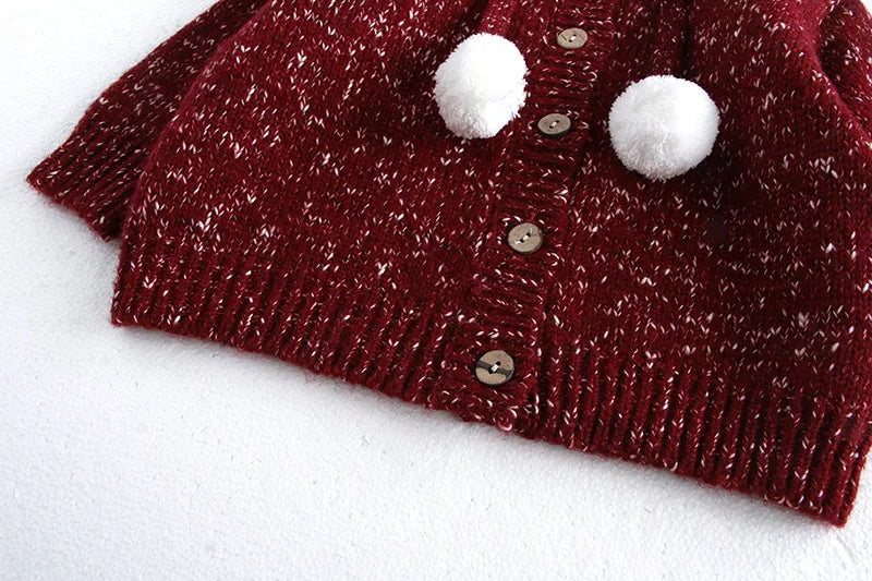 New Year Fashion Knitwear Children's Sweater Boys Loose Cardigans Coat Autumn Winter Girls Knitted Retro Outwear For Kids 0-5Y Unisex