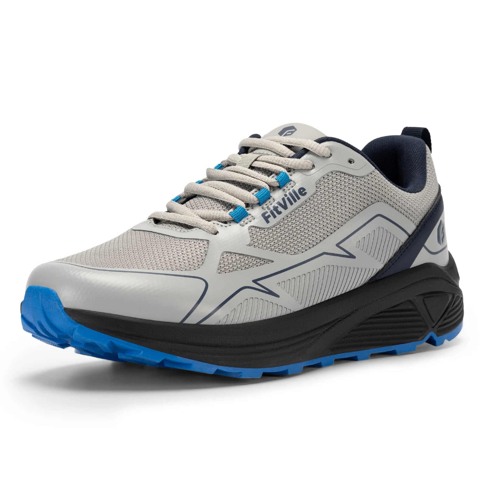 Antislip trailrunningschoenen voor heren, extra brede, lichtgewicht sneakers voor mannen met gezwollen voeten, ondersteuning van de voetboog en pijnverlichting