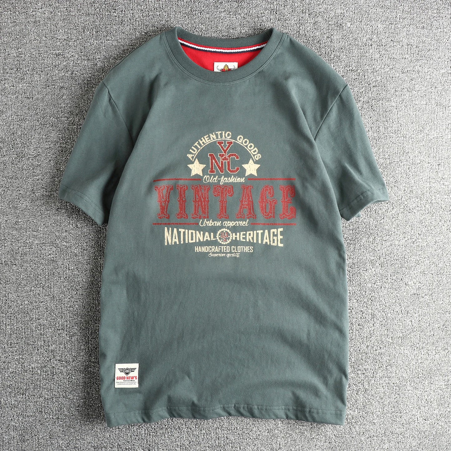 2025 Zomer Nieuw Amerikaans Retro Korte Mouw O-hals Letter Gedrukt T-shirt Herenmode 100% Katoen Gewassen Casual Jeugd Tops