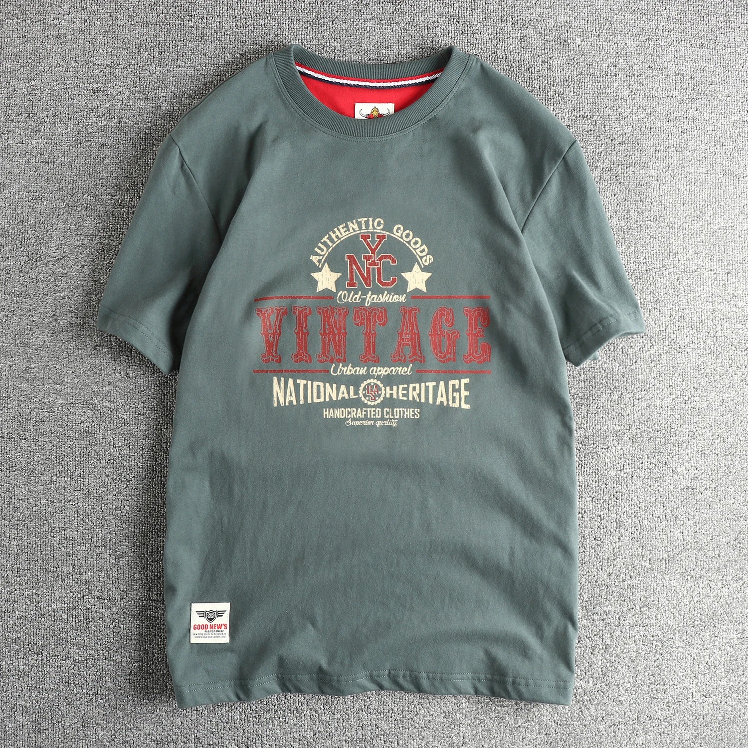 2025 Summer New American Retro Short Sleeve O-neck Letter Printed T-shirt Men's Fashion 100% Cotton Washed Casual Youth Tops