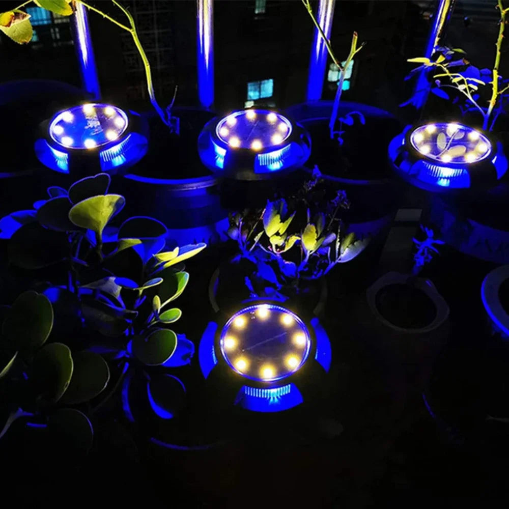 12LED Solar Underground Light Circular Outdoor Garden Solar Underground Light Deck Light Buried Solar Light Garden Decoration