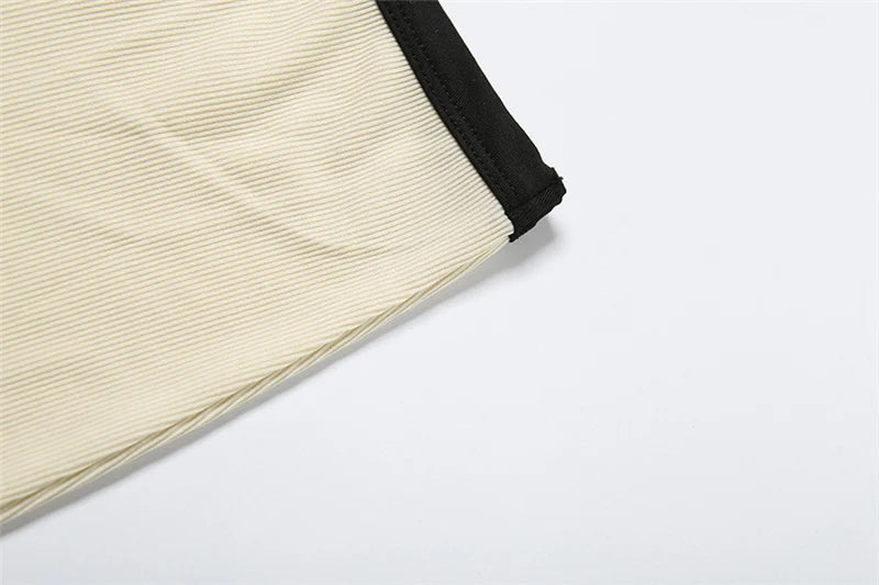 Geribbelde 2-delige set voor dames, polokraag, cardigan, crop tops + stretchrokken, bijpassende casual, eenvoudige, trendy, elegante outfits