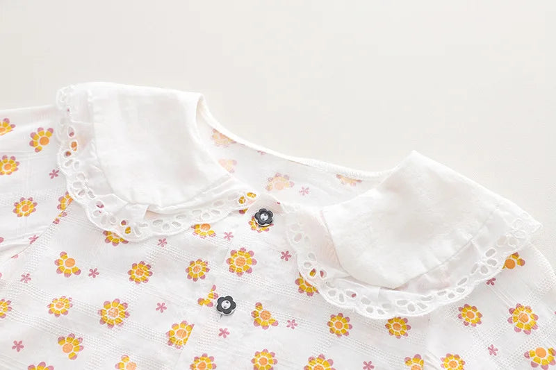 New Spring Kids Clothes Set Girls Cute Flower Blouse + Denim Overalls Children 2PCS Outwear 12-36m 4-6Y Girls