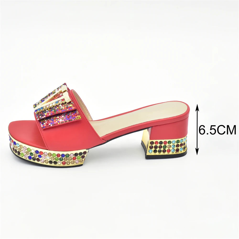 Fashion Ladies Shoe and Bag Set Latest Designers Nigeria Party Shoes and Bags for Women Full Rhinestone Wedding Shoes for Bride