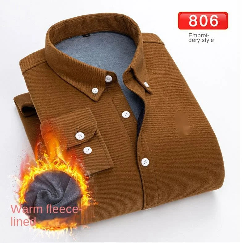 Reversknopf Allgleiches Stickerei Warme Hemden Herrenbekleidung Herbst Neue Übergroße Casual Tops Lose Koreanische Hemd
