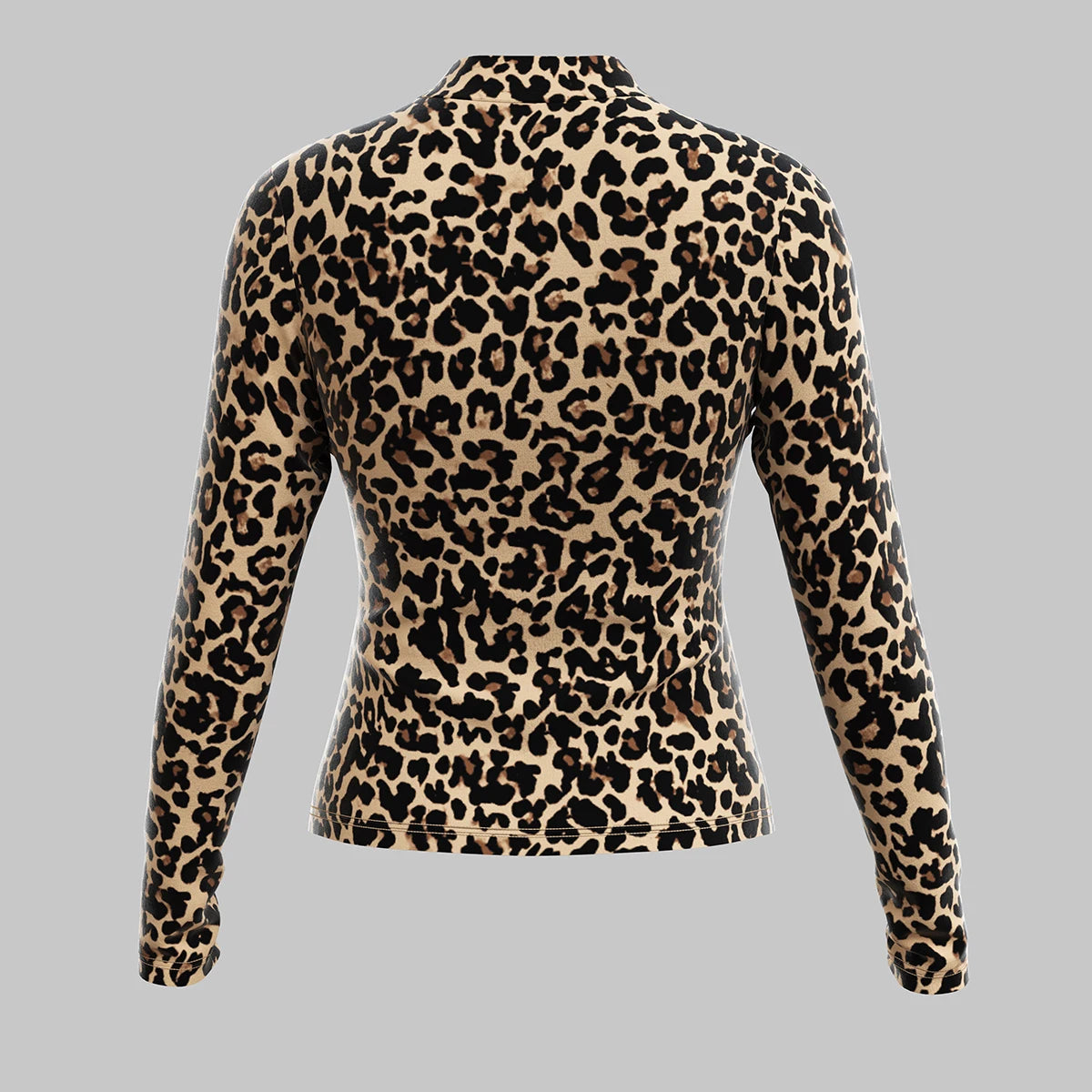 Women's T-Shirts All Season French Sexy Cut-Out Leopard Print Long Sleeve Crew Neck Fashion T-Shirts