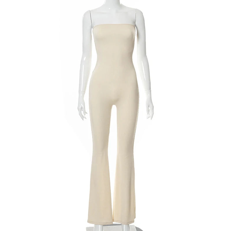 Women's Sexy Backless Skinny Jumpsuits Sleeveless Lace-Up Elegantly Bohemian Summer Fashion Streetwear Flare Rompers
