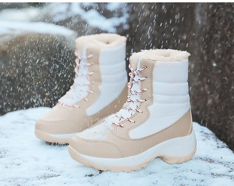 Women's Boots Snow Solid Shoes Woman Platform Women Shoes 2025 Trend Mid Women's High Boots Plush Women Boots Botas Mujer