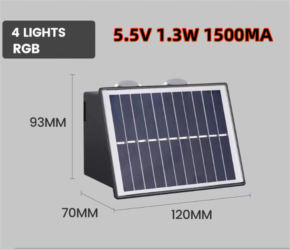 4/6/8 LED Solar Fence Lights RGB Wall Lamp Outdoor Modern Up and Down Lights Waterproof Yard Garage Porch 2 Mode Garden Light