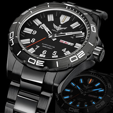 Yelang 42mm Men's Quartz Watch Ultra Long Range 10-Year Battery Life 30ATM Waterproof Stainless Steel Band Swiss Movement