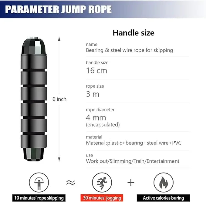 2.8/3m Jump Rope For Aerobic Sports - Jump CrossFit Portable Fitness Equipment With Fast Steel Wire For Women & Men Weight Loss