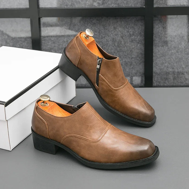 Low Heel Dress Shoes Men Fashionable Chelsea Shoes for Men Black Brown Male Business Formal Oxfords Large Size 38-46 Loafers