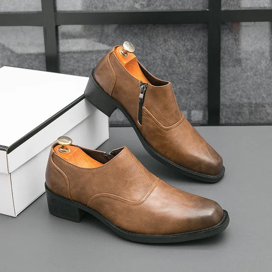 Low Heel Dress Shoes Men Fashionable Chelsea Shoes for Men Black Brown Male Business Formal Oxfords Large Size 38-46 Loafers