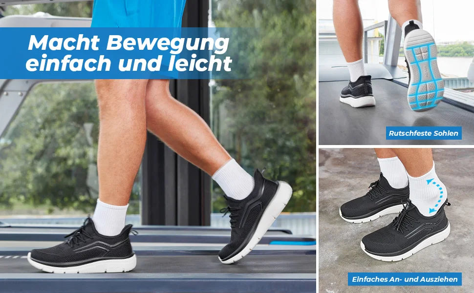 Hardloopschoenen met dikke zool voor heren, schokabsorberende rebound, lichtgewicht voor gezwollen voeten, brede schoenen met voetboogondersteuning