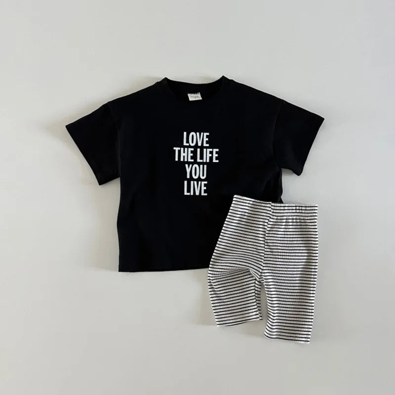 2025 Zomer Nieuwe Kinderen Katoenen Gestreepte Legging Baby Jongen Meisje Effen Elastische Shorts Peuter Veelzijdige Middelste Broek Kinderen Legging Unisex
