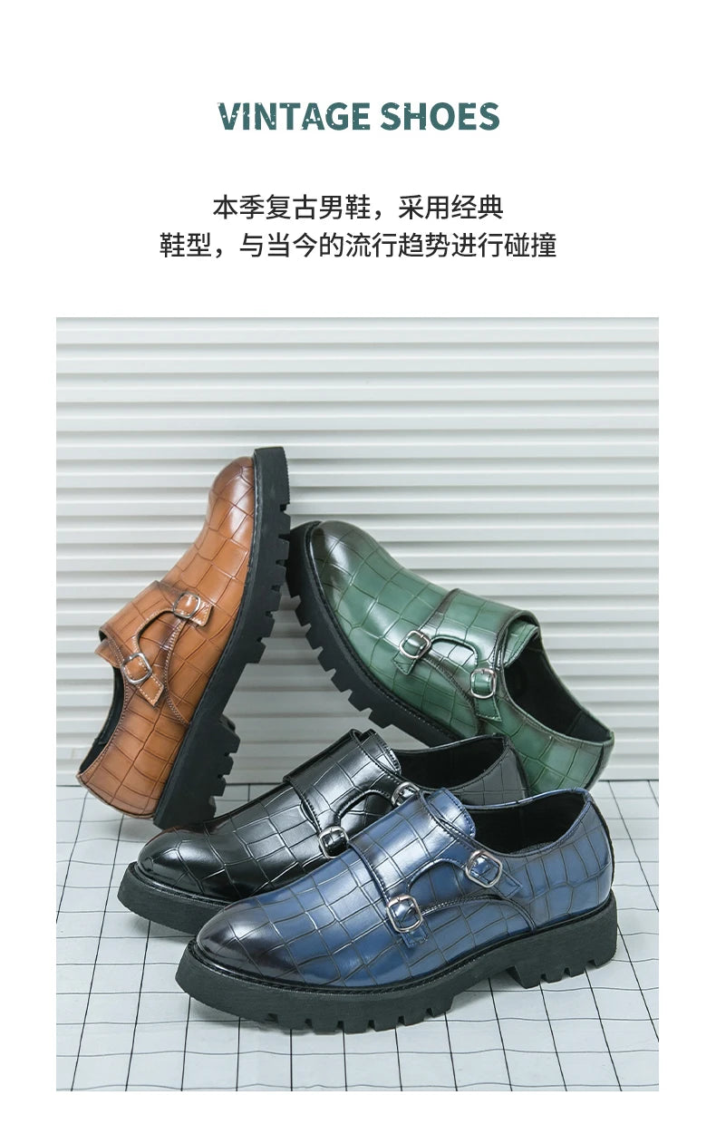 2024 Nieuwe luxe heren formele kledingschoenen Groene heren formele volwassen zakelijke pak loafers Coole heren bruiloft feest schoenen