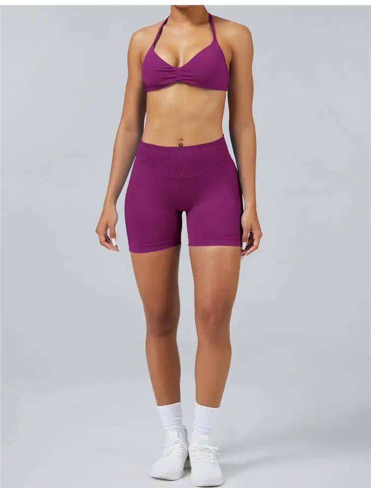 Seamless High Support Impact Yoga Bra Women Strappy Sport Bra Thin Strap Halter Workout Tank Fitness Top Gym Wear