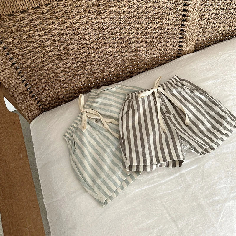 Summer Kids Shorts Children Cute Stripe Trousers Boy Girls Outwear Pants For Children 9M-4T Unisex