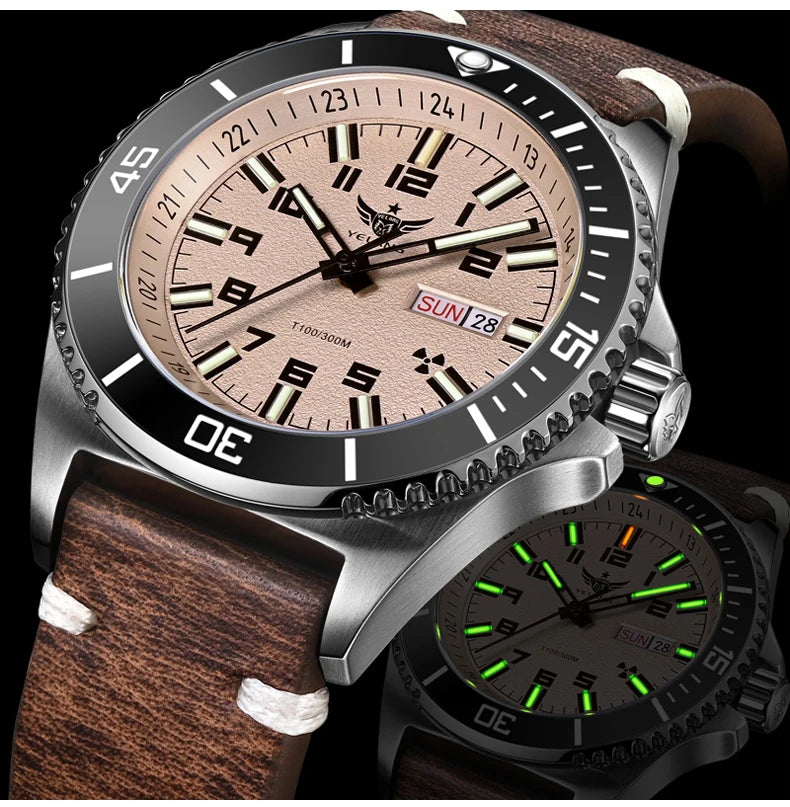 Yelang V1031 Men's Luxury Watch 44mm Diver Automatic Mechanical Movement Sapphire Luminous 300M Waterproof 30BR Japan 8205 Self-Wind