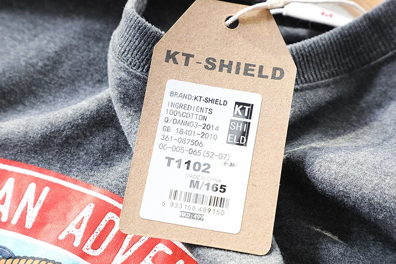 2025 Summer New American Retro 250g Short Sleeve O-neck Printed T-shirt Men's Fashion 100% Cotton Washed Casual Loose Tops