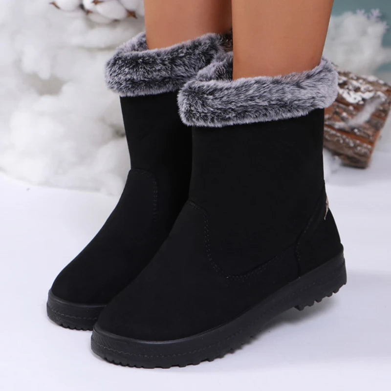 Winterlaarzen voor dames 2025 Trendschoenen Dames Platform Damesschoenen Platte Halfhoge Laarzen Platform Winterlaarzen voor dames Botas Mujer
