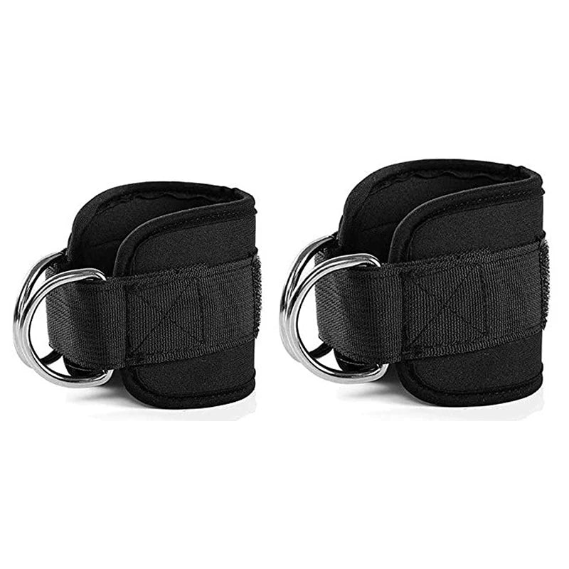 2 stuks enkelbanden met kabel en dubbele D-ring voor enkelboeien voor sportschooltrainingen, bilspieren, benen, kracht, extensies, training, brace, ondersteuning, sport