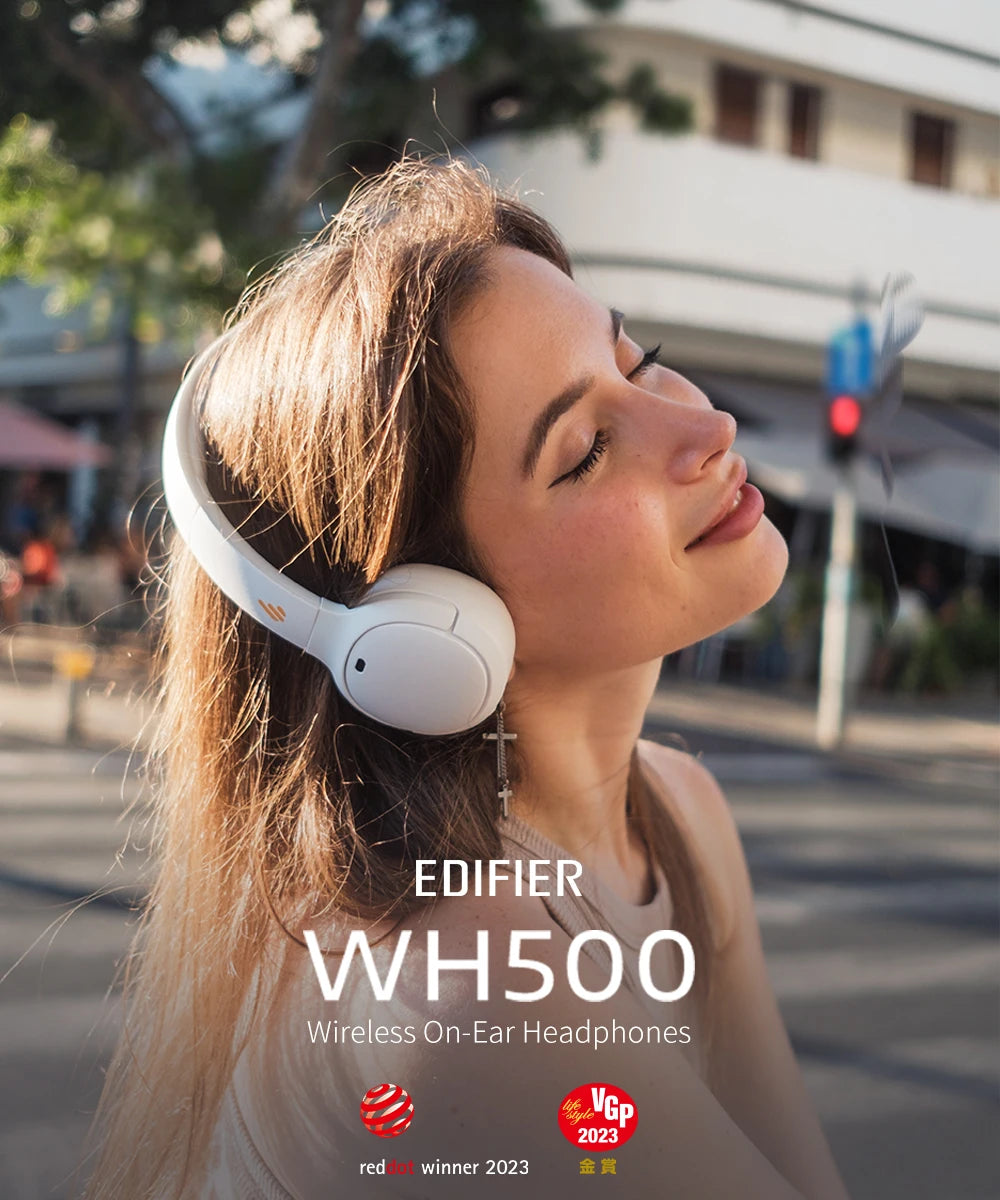 Edifier WH500 Wireless Bluetooth Headphones On-Ear Headset Lightweight Foldable Dual Connection 30H Battery Life