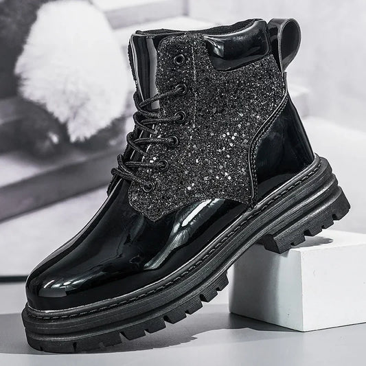 Fashion Women Casual Boots Black Outdoor Lady Luxury Brand Motorcycle Boot High Top Autumn Female Popular Leisure Walking Boots