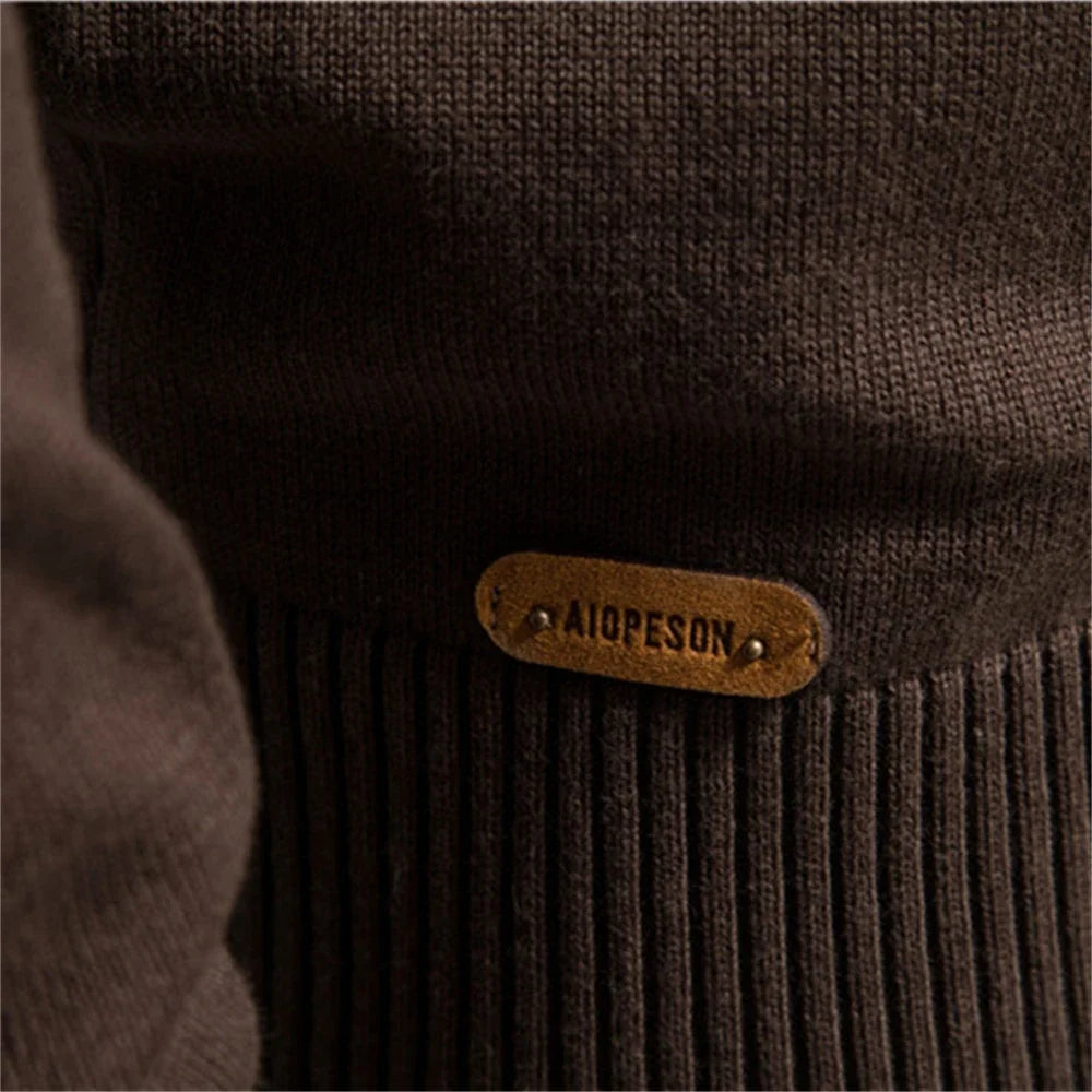 Men's Autumn and Winter 100% Cotton Zipper Cardigan Casual Patchwork Fashion Male Knitted Sweaters for Men