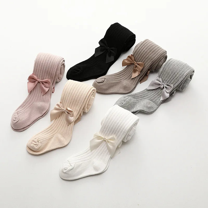 Autumn Kid's Pantyhose Girls Leggings New Born Baby Big Bow Legging Multi Colours Children's Vertical Striped Base Pants Girls