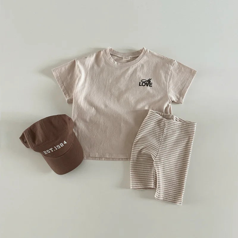 2025 Zomer Nieuwe Kinderen Katoenen Gestreepte Legging Baby Jongen Meisje Effen Elastische Shorts Peuter Veelzijdige Middelste Broek Kinderen Legging Unisex