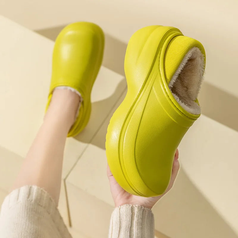 Women's Winter Warm Fashion Furry Slippers Cotton Slides For Outdoor Indoor Couples Use With Non-Slip Thick Sole Plush Fluffy Ladies' Slippers