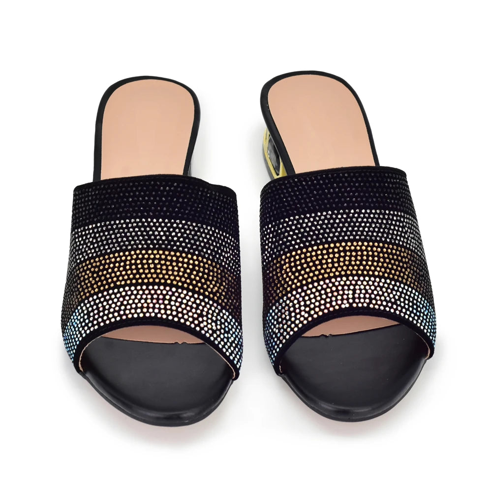 Designer Wedding Shoes for Bride Party Shoes and Slippers Decorated with Rhinestone Nigerian Women Party Pumps