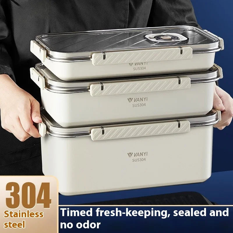 Stainless Steel Airtight Containers w/ Date Indicator & Leakproof Lid - BPA-Free Microwave/Freezer Safe - Home/Kitchen Lunch Box